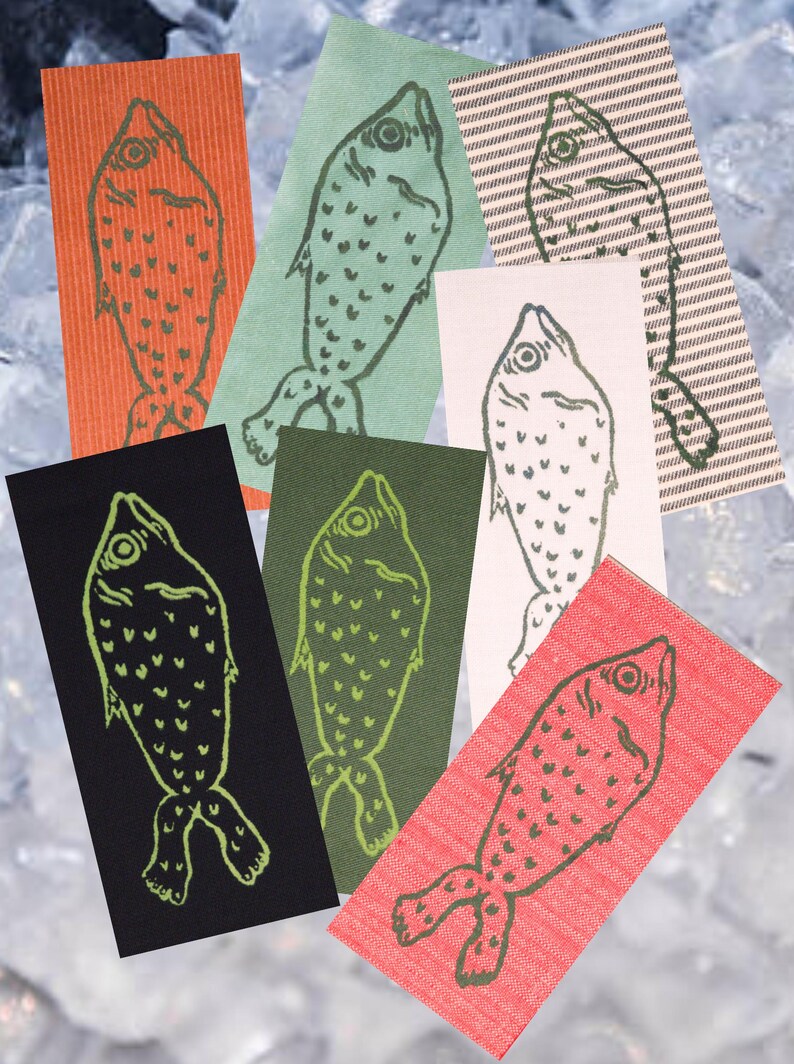 Various colours of patches on ice (like at a fish market.)