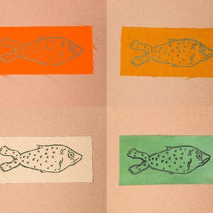 Fish patches in the colours Orange, Gold, Tea Green, and Green.