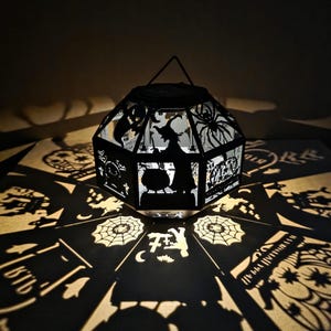 Spooky Halloween Solar Lantern | Witch, Spider, Bat Decor