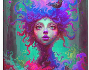 Art numérique OOAK violet lutin