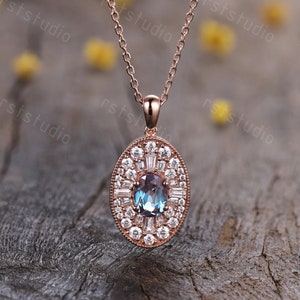 Unique Oval Alexandrite Necklace,Charm Necklace,Alexandrite Pendant,Moissanite Stone,June Birthstone,Personalized Gifts For Women Party Gift