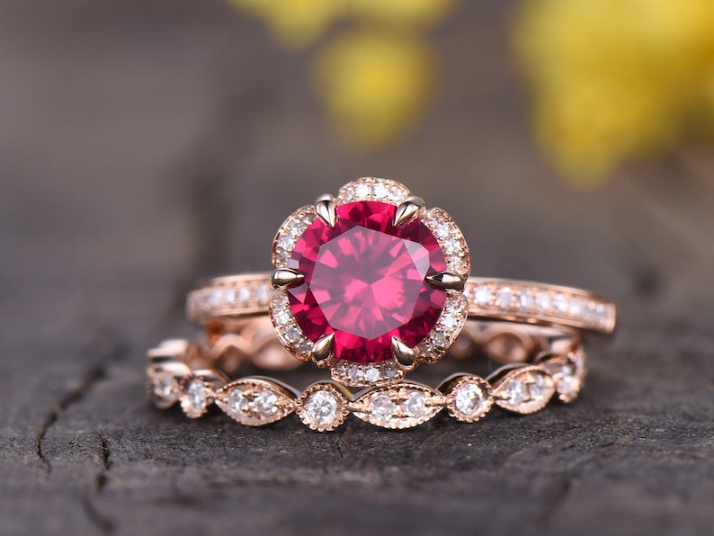 vintage ruby wedding ring sets