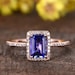 Shayla reviewed 1.0ct Tanzanite Engagement Ring Rose Gold 5x7mm Emerald Cut Natural Blue Gemstone Ring Diamond Wedding Band Halo 14K Gift for her
