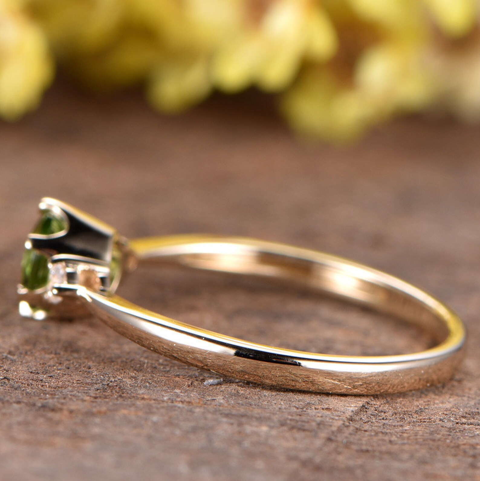 Vintage Green Tourmaline Engagement Ring Multi Stone Ring Art - Etsy