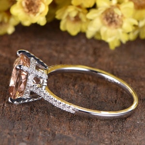 Cushion Cut Morganite Engagement Ring Wedding Bridal Ring 14K White Gold Morganite Jewelry Personalized Gifts Unique Morganite Ring For Her image 4