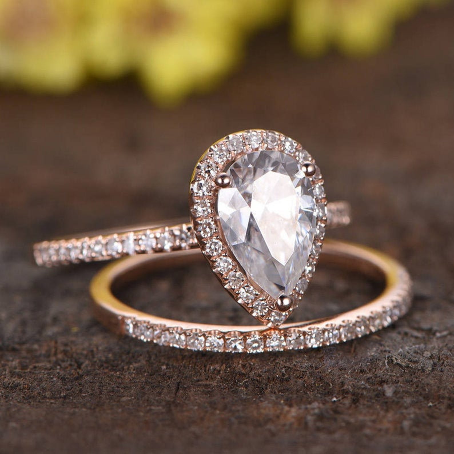 6x9mm pera en forma de anillo de compromiso moissanita | Etsy