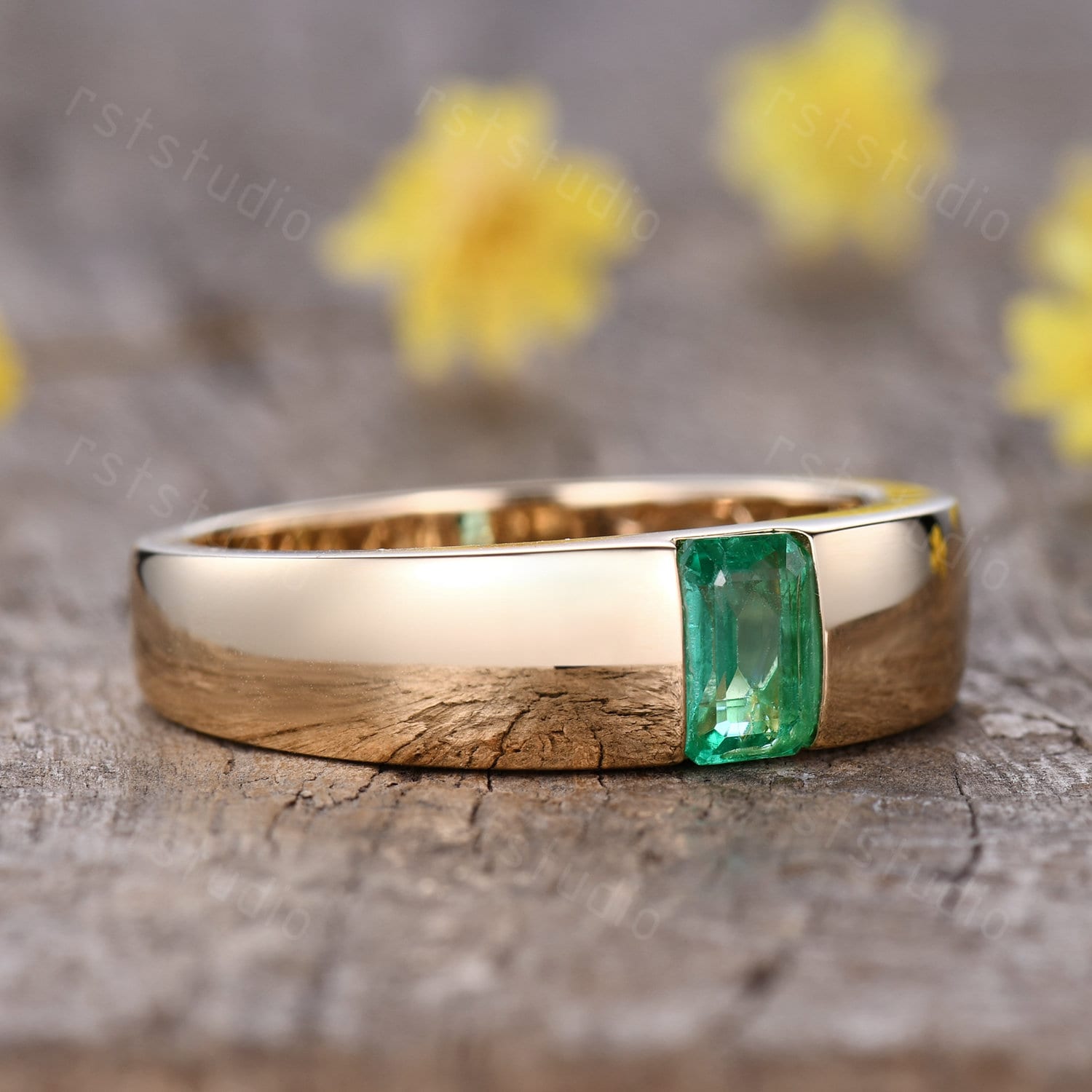 Natural Emerald Engagement Ring Emerald Ring Solid Yellow Gold - Etsy