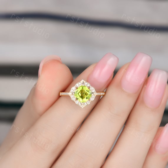 Vintage peridot outlet engagement ring