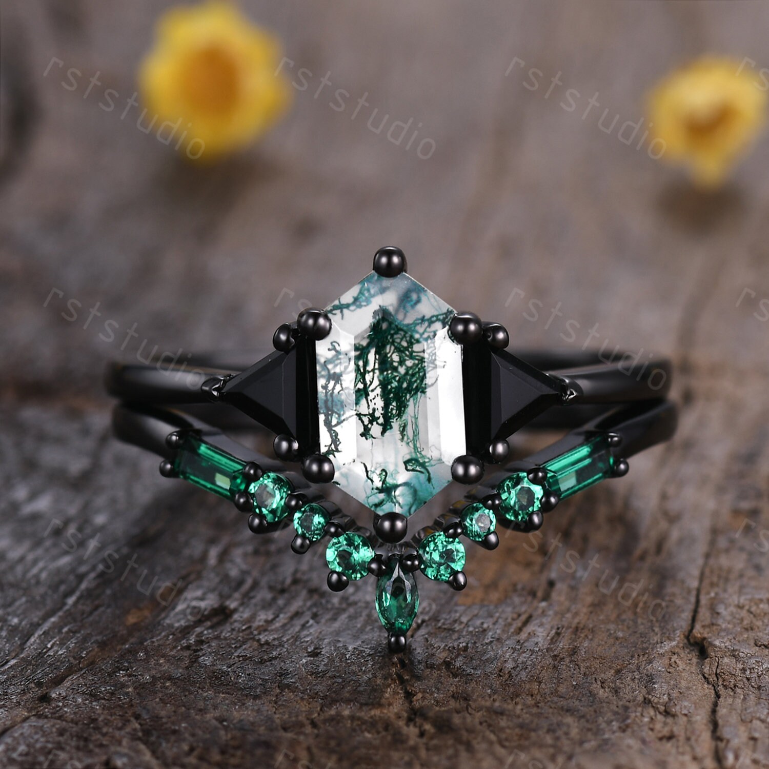 Anello In Acciaio Inox Con Agata Nera - Sigillo Vintage Unisex - Gioiello Stile Biker Gotico