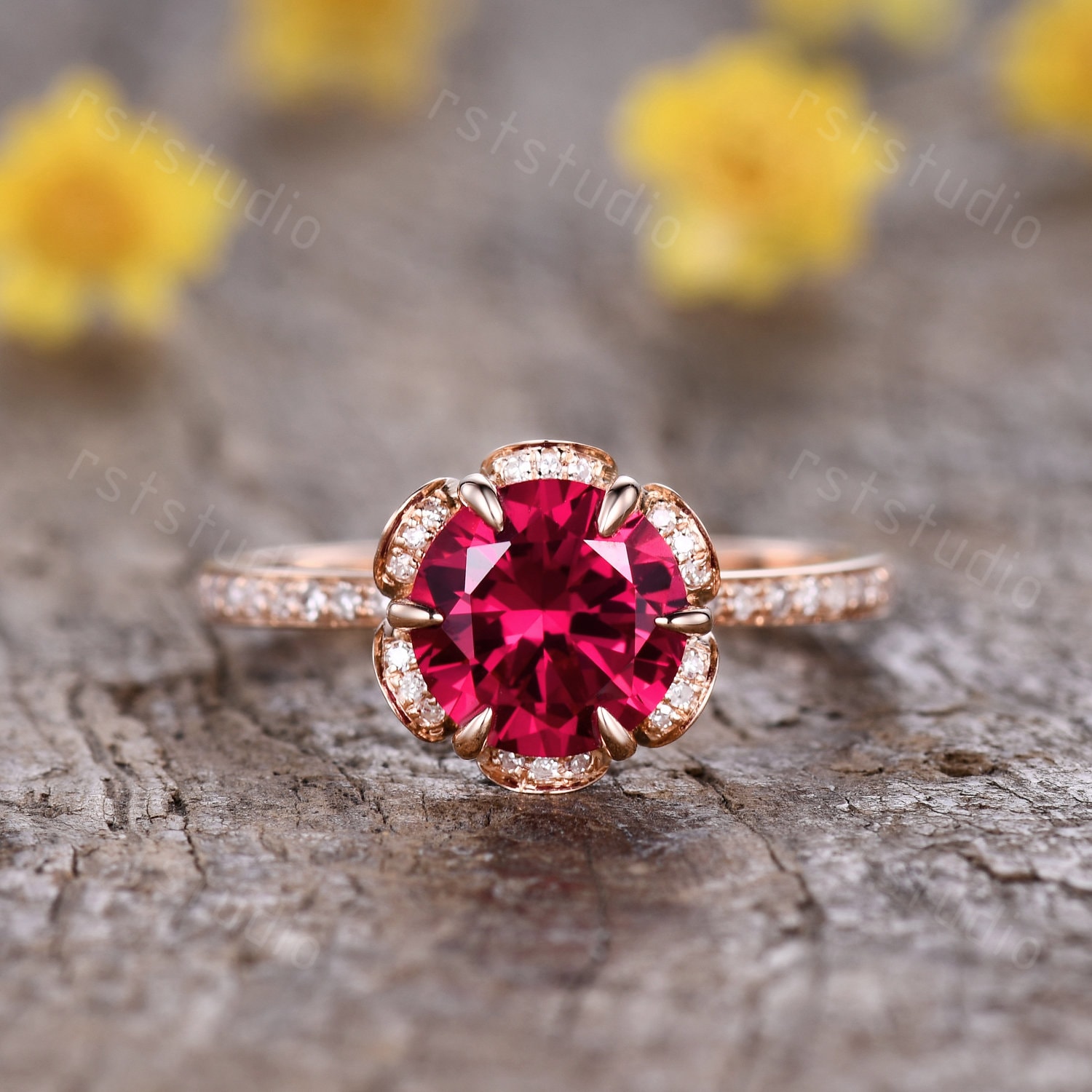 Vintage Ruby Engagement Ring,Unique Promise Ring,Red Ruby Wedding ring rose gold anniversary ring Ruby jewelry Promise Ring