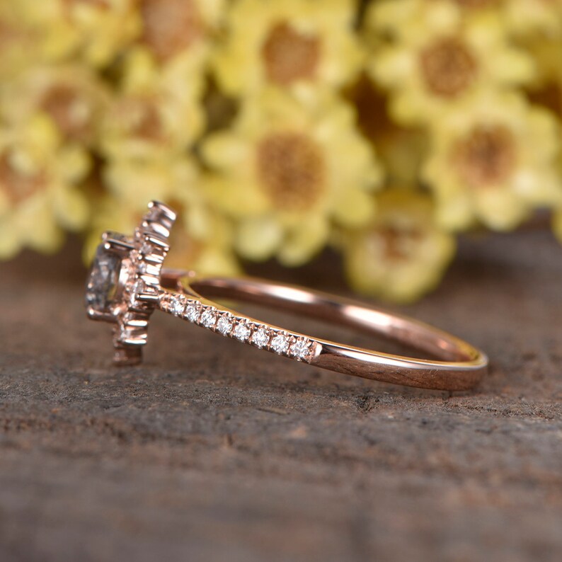 Salt and Pepper Diamond Engagement Ring Unique Floral Ring Etsy