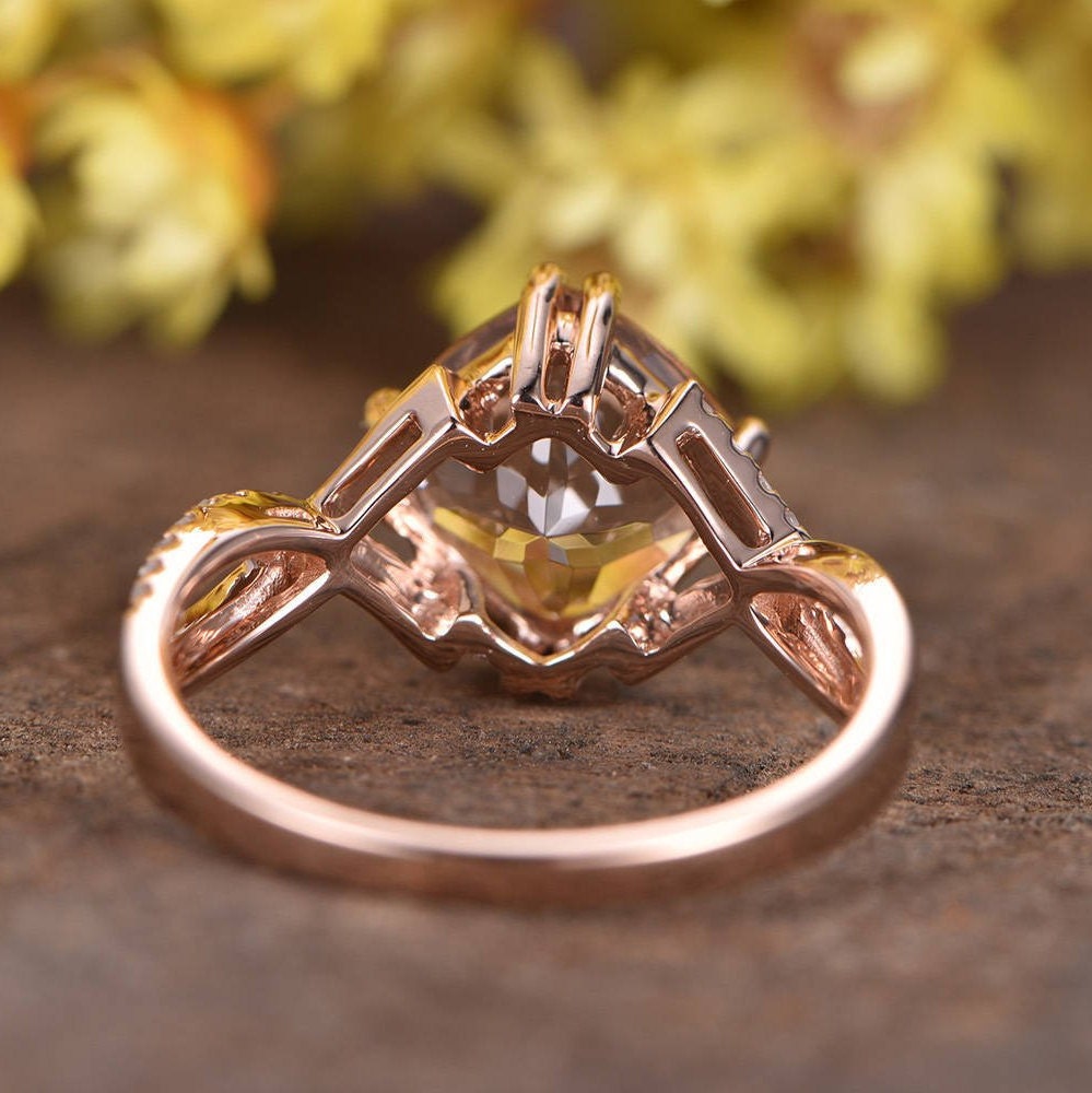 2.3ctw Cushion Morganite Engagement Ring Rose Gold Diamond - Etsy