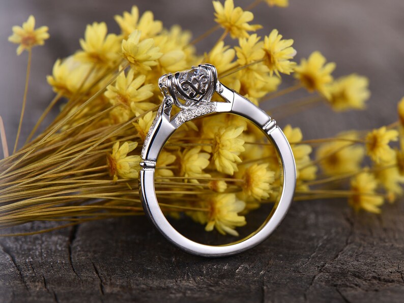 Victorian moissanite engagement ring art deco14K white gold Etsy