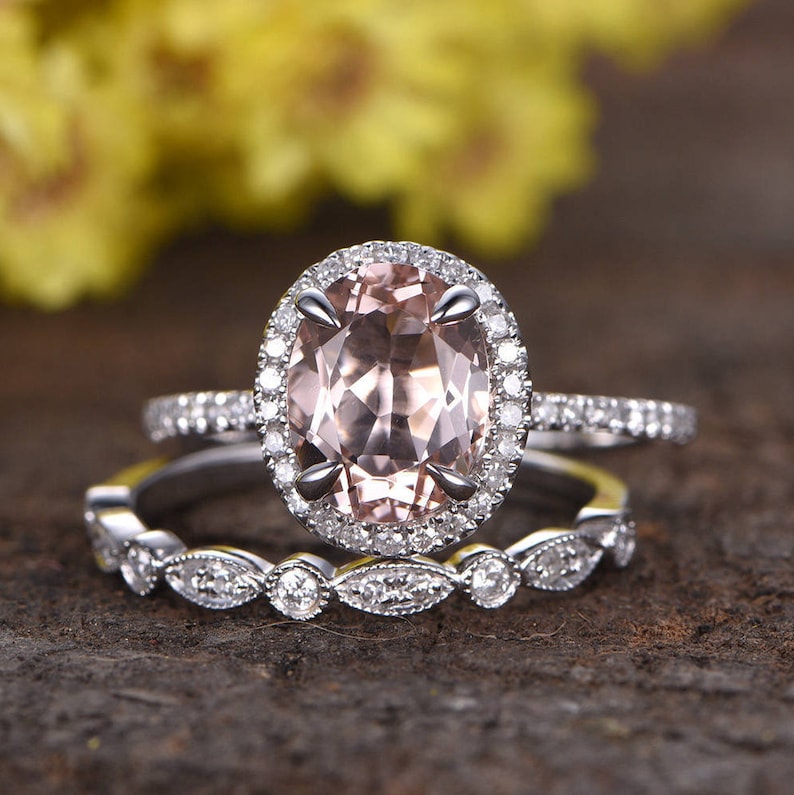 Oval Engagement Ring 7x9mm Pink Gemstone Etsy