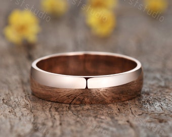 Men's Wedding Band Minimalist Mens Engagement Ring 14k Solid Rose Gold Plain Ring Promise Gift Men Jewelry Anniversary Gift For Him
