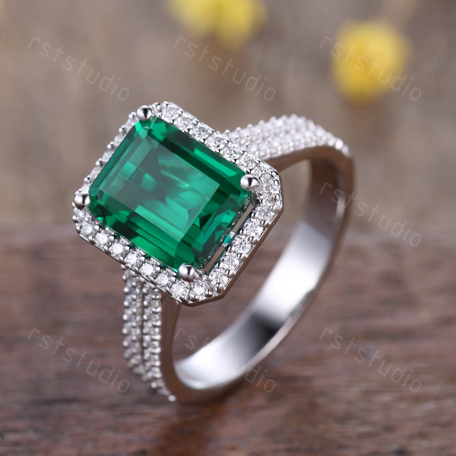 ヴィンテージ ゴールドエメラルド ダイヤモンド リング18k