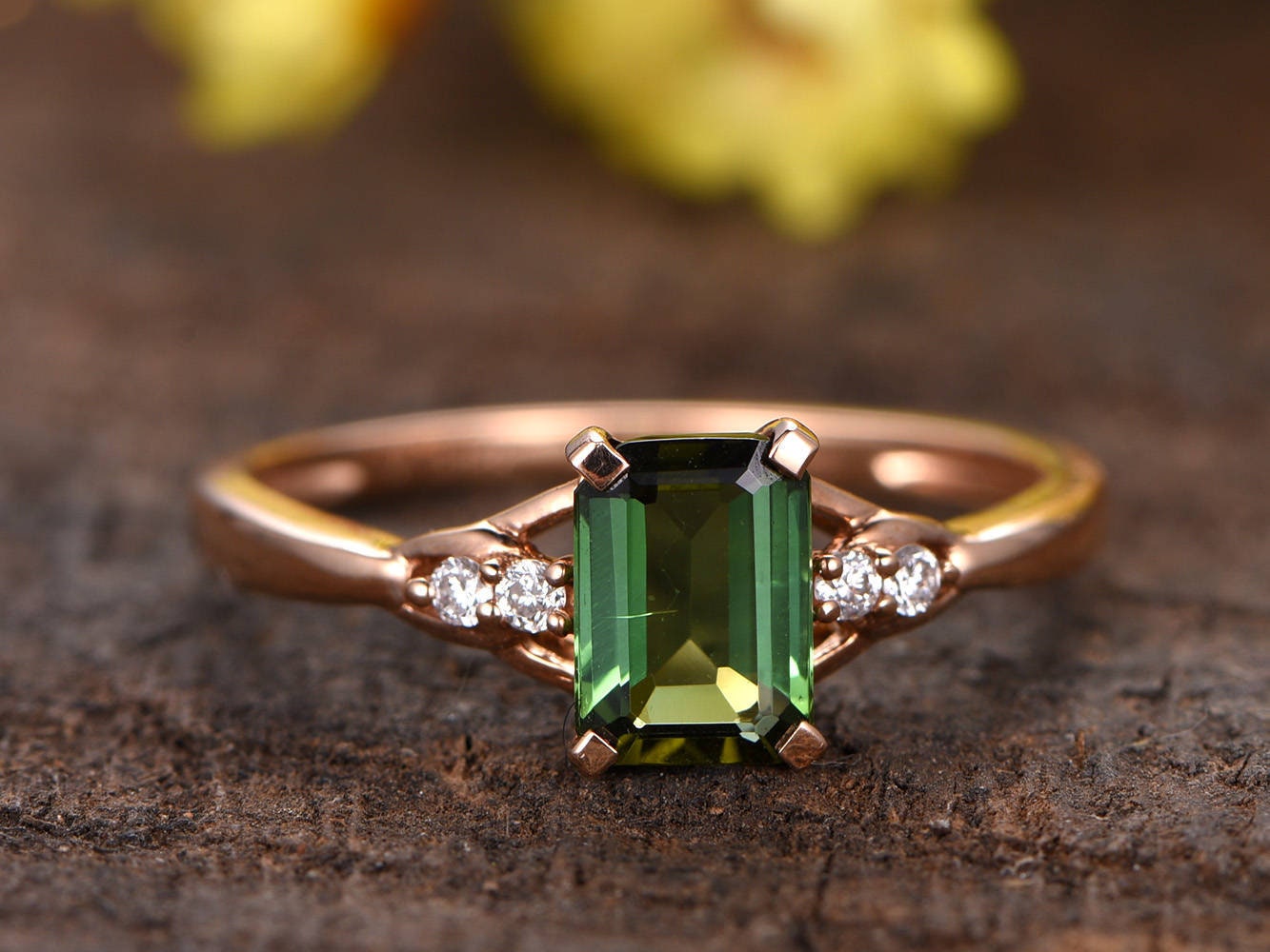 Stunning 4 Carat Minty Green Tourmaline & Diamond Ring Platinum