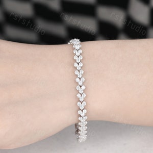 Vintage 2.5mm Moissanite Tennis Bracelet: 925 Sterling Silver Wedding Bracelet
