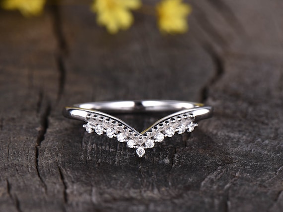 White gold chevron wedding cheap band