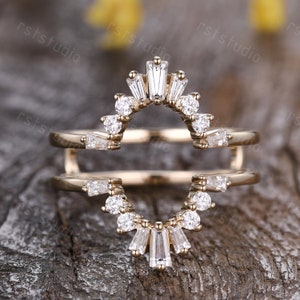 Vintage Baguette Diamond Enhancer Band: Gold Vermeil Ring Wrap