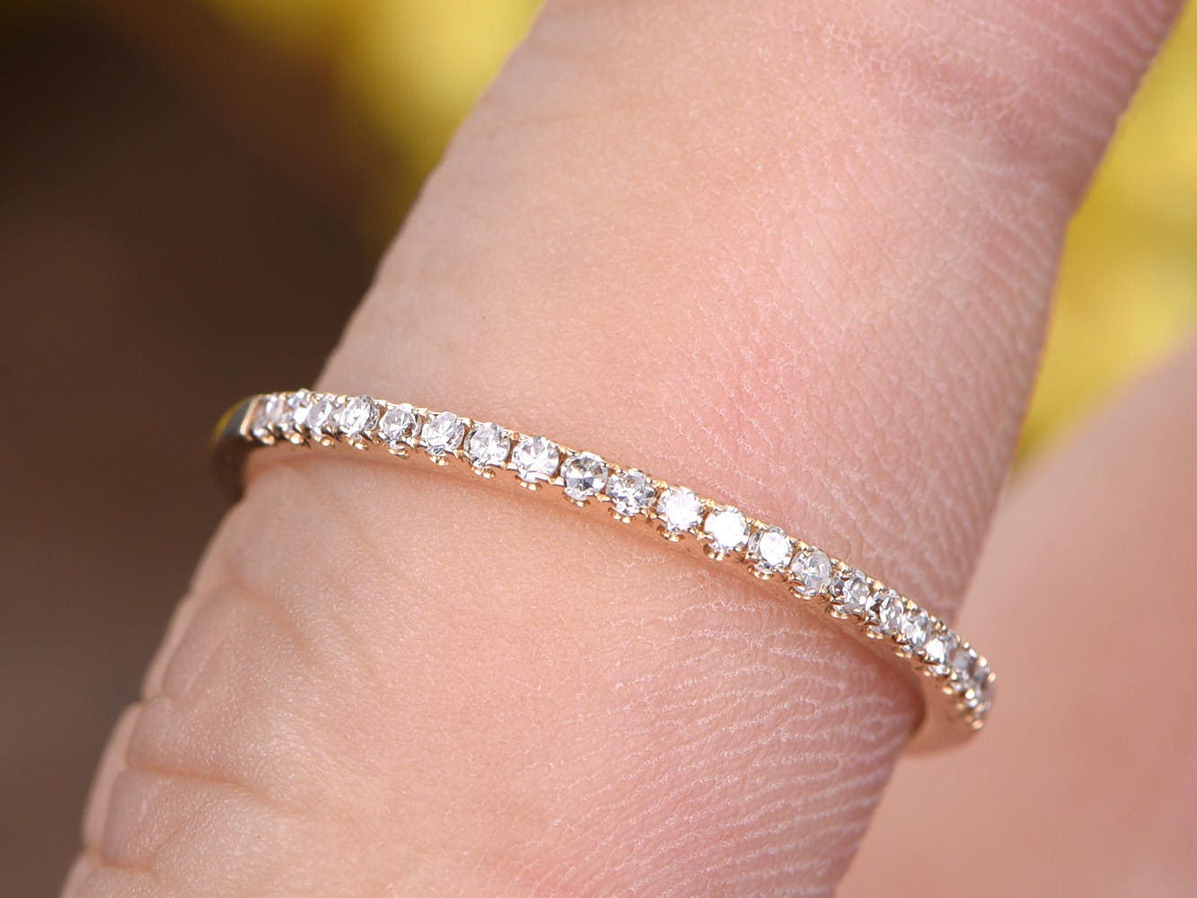 Diamond Wedding Band 14K Yellow Gold Half Eternity Matching - Etsy