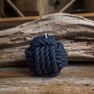 Nautical Monkey's Fist Beeswax Rope Candle Large Ultramarine