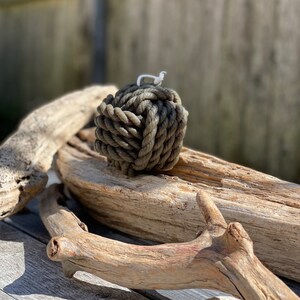 Nautical Monkey's Fist Beeswax Rope Candle Large Kelp