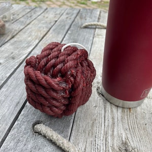 Nautical Monkey's Fist Beeswax Rope Candle Large Cranberry