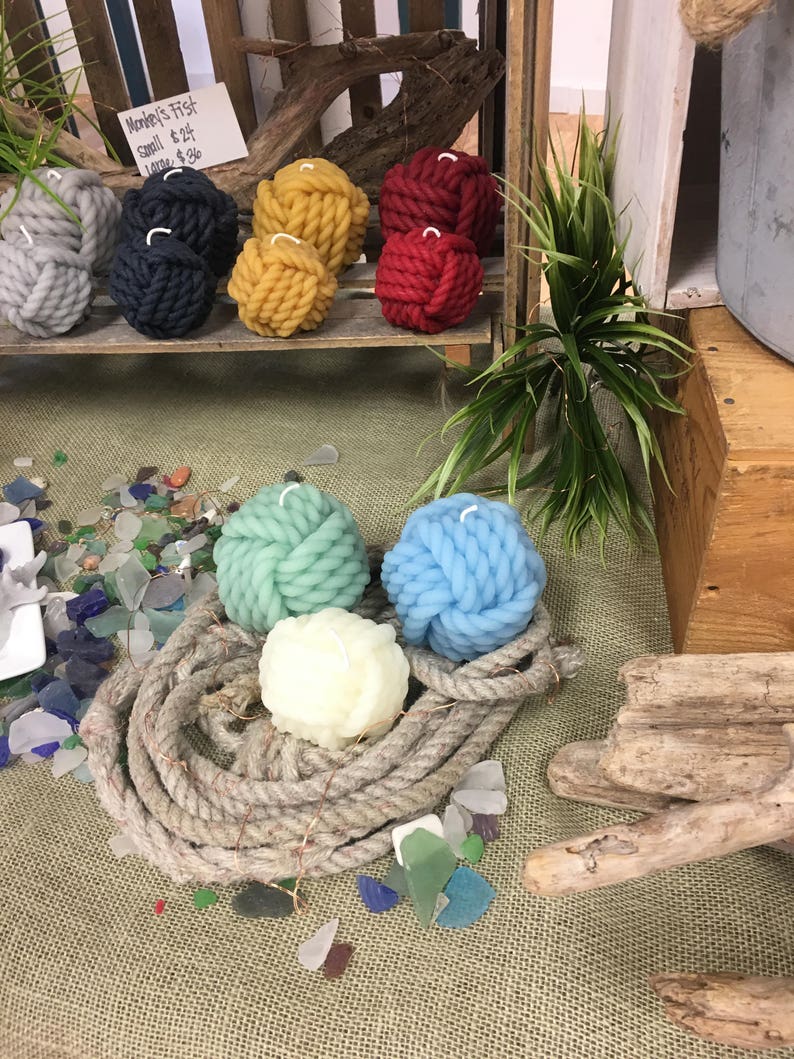 Nautical Monkey's Fist Beeswax Rope Candle Large Etsy