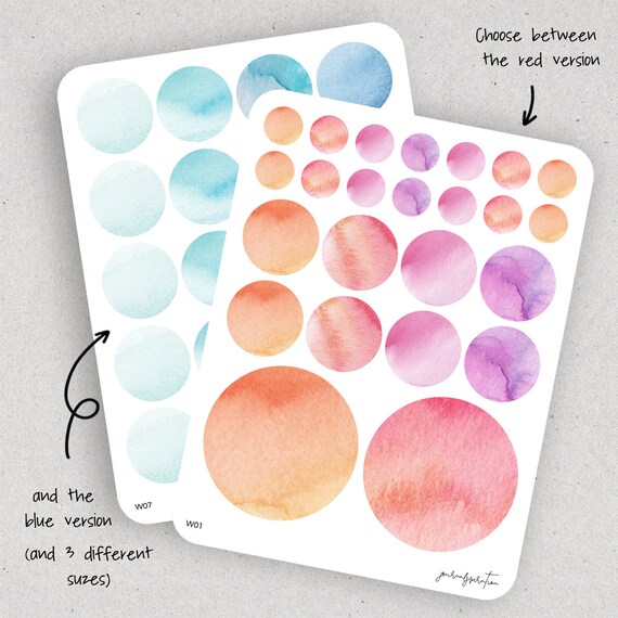 dot stickers watercolor stickers functional stickers etsy