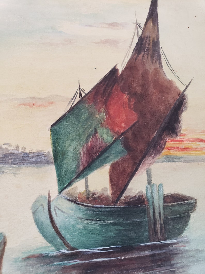 Vintage watercolor seascape