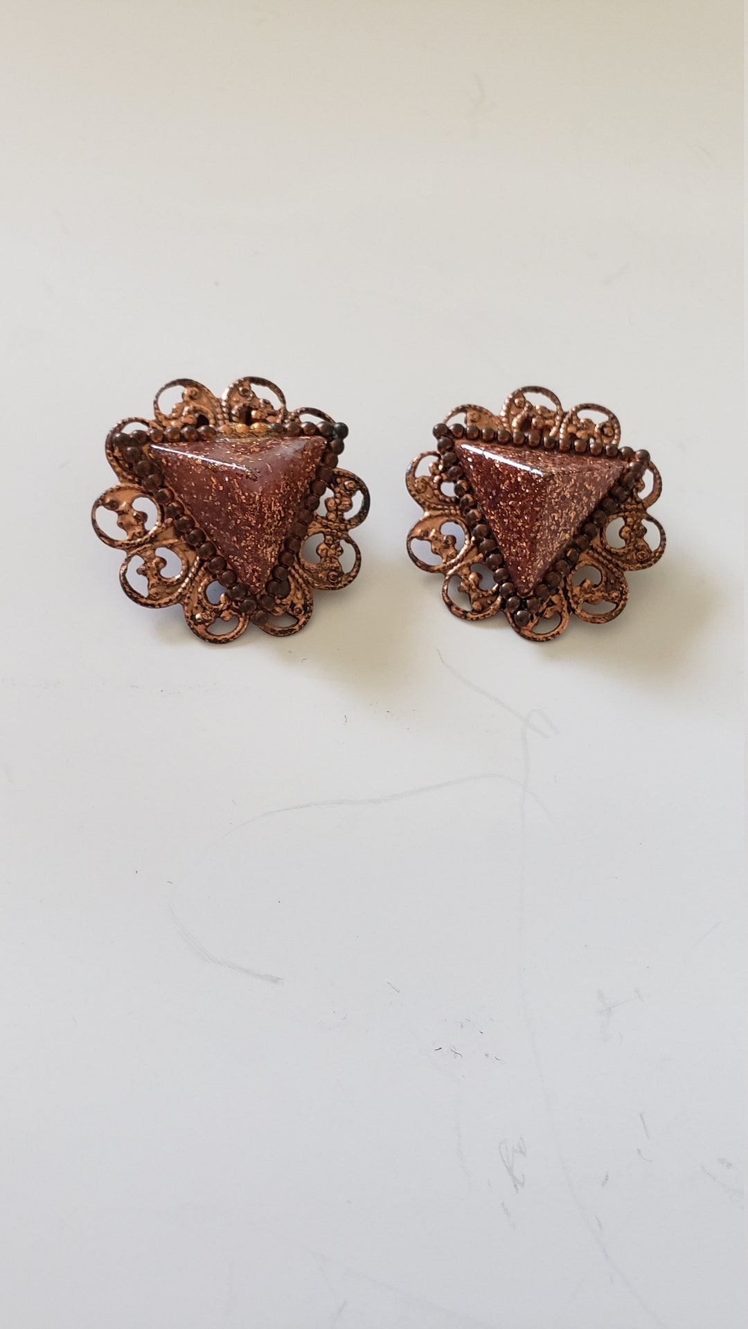 Copper Clip on Earrings Etsy