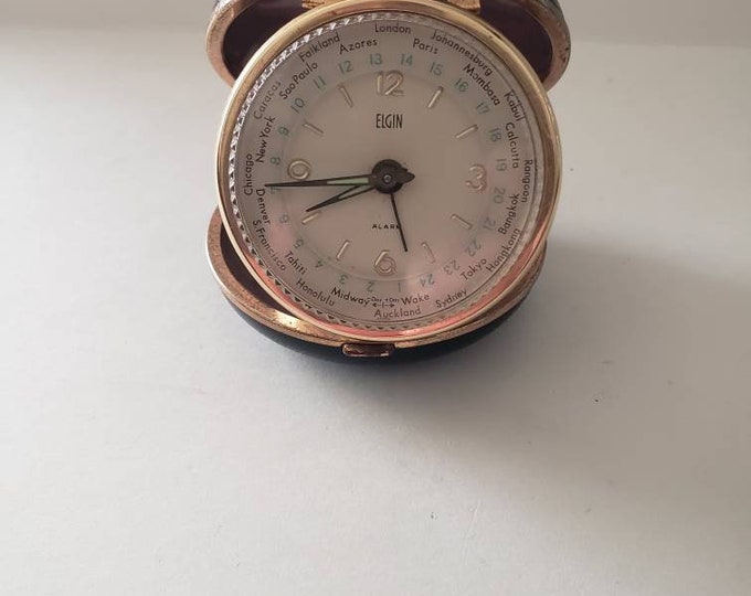 Vintage Elgin World Time Travel Alarm Clock Etsy