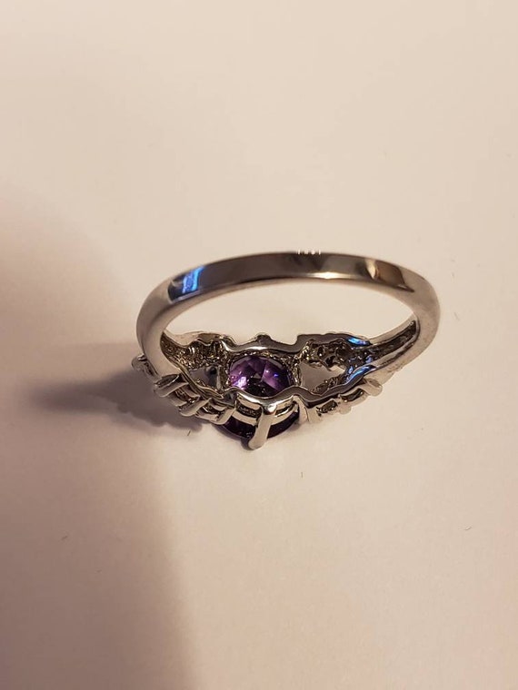 Silvertone Amythist ladies ring - image 7