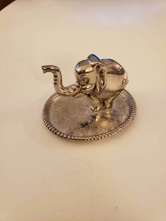 Vintage Silver Plated Elephant Ring Holder