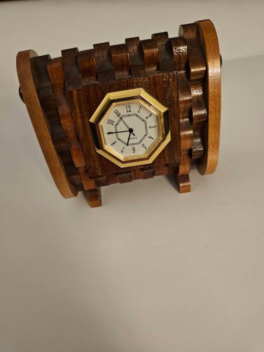 Small Wood Quartz Table Clock Etsy