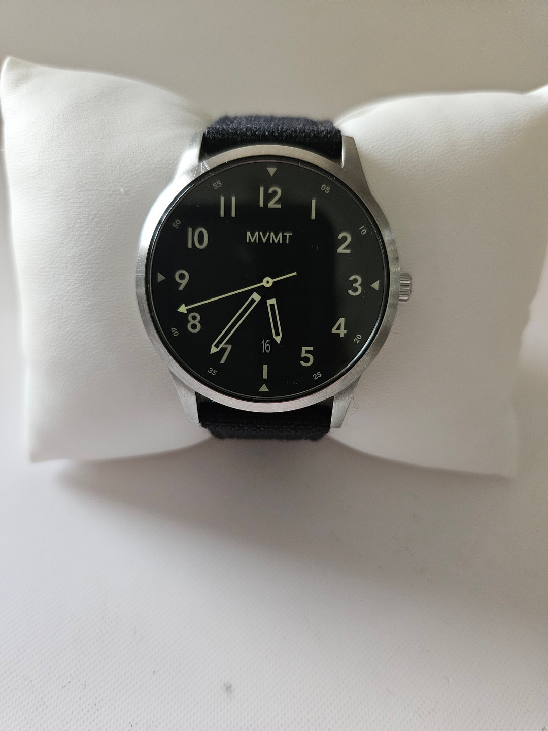 MVMT Field Watch Men Silver Tone Round 20226903 Date Black Band