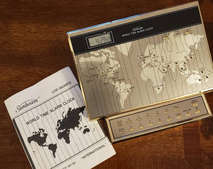 Vintage Sunbeam World Time Alarm Clock Etsy