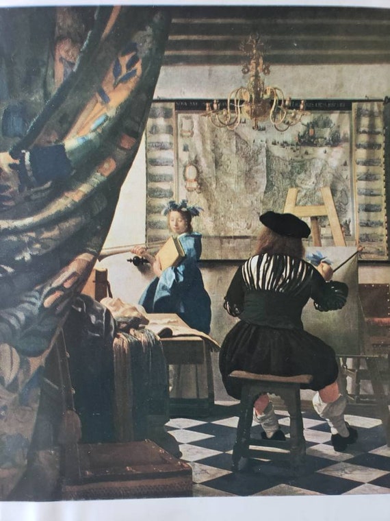 Vintage 1958 Vermeer “The Artist in his Studio” Art Print Vintage 1958 Vermeer “The Artist in his Studio” Art Print