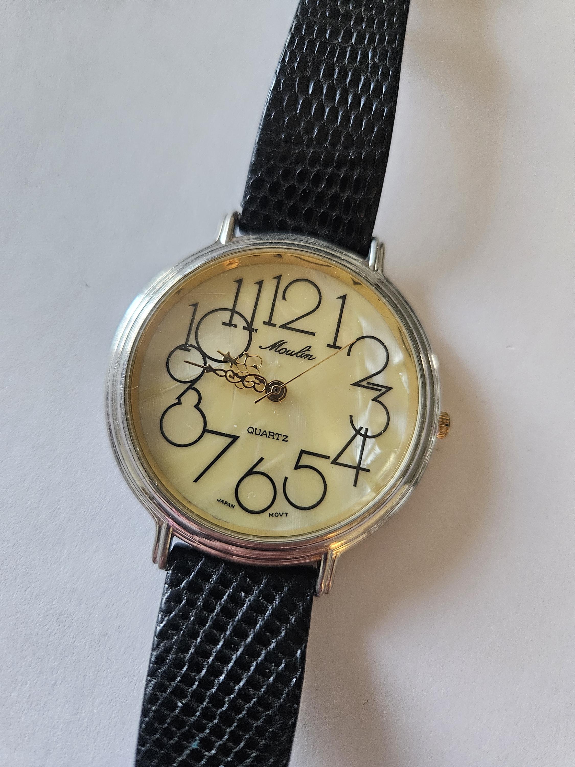 Moulin Vintage Mop Dial Calendar Date Vintage Rhinestone Watch New Battery Moulin Watches - Etsy main image 2