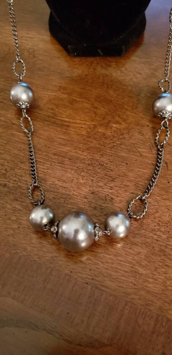 Park Lane long Gray Pearl necklace - image 4