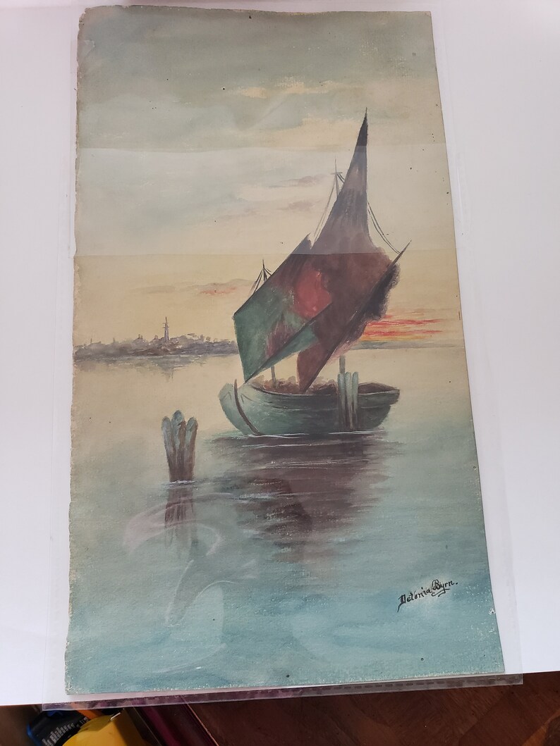 Vintage watercolor seascape