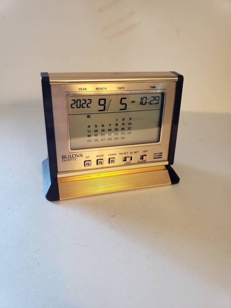 Bulova Quartz Desk Calendar Alarm Clock Etsy