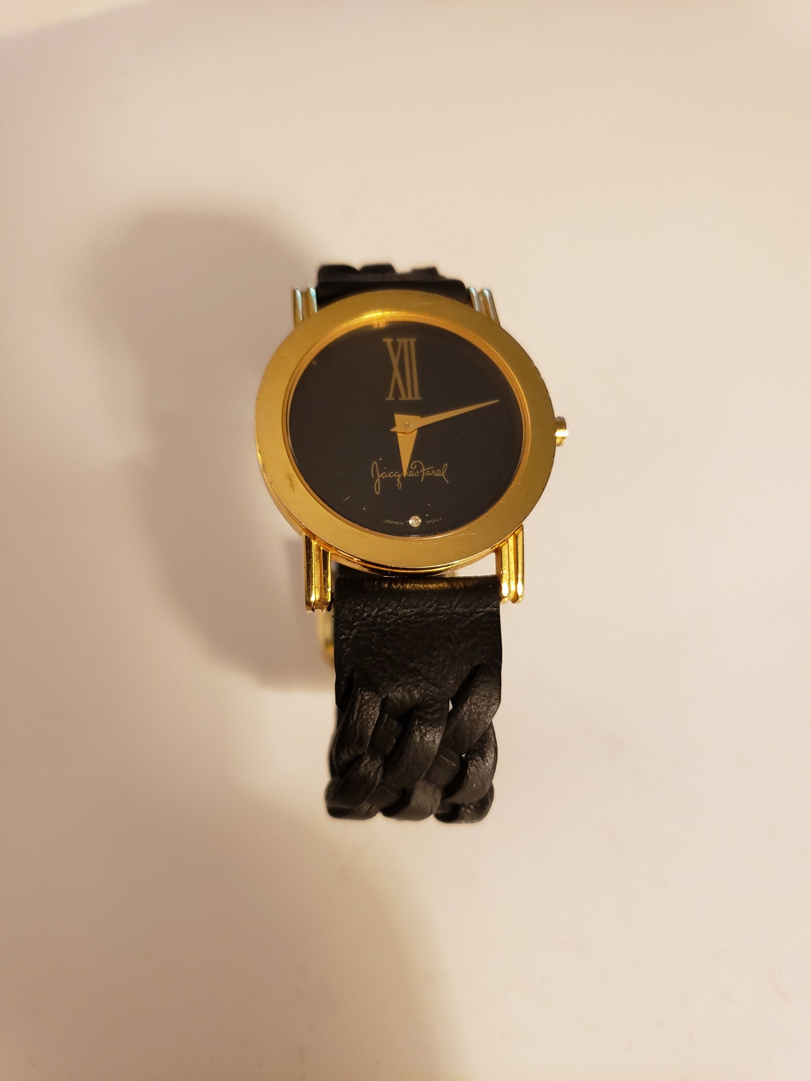 Montre Bijou Jacques Farel Rococo - Cadran Blanc à Chiffres Romains, Boîtier Doré & Bracelet Cuir