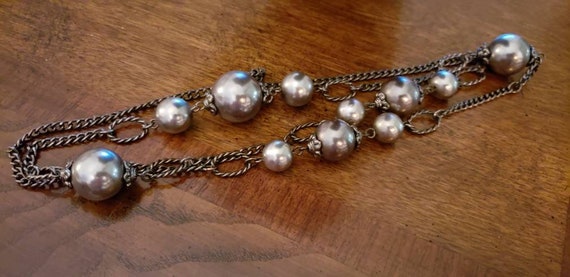 Park Lane long Gray Pearl necklace - image 7