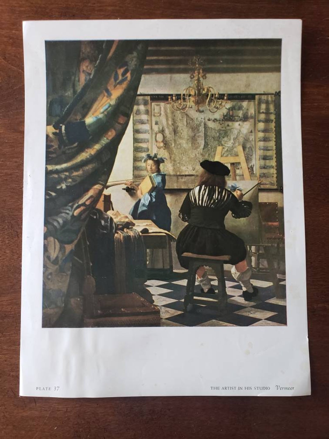 Vintage 1958 Vermeer “The Artist in his Studio” Art Print Vintage 1958 Vermeer “The Artist in his Studio” Art Print