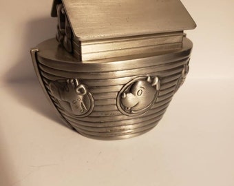 Piggy Bank with animals, Noah's Ark, pewter, by Winston Porter