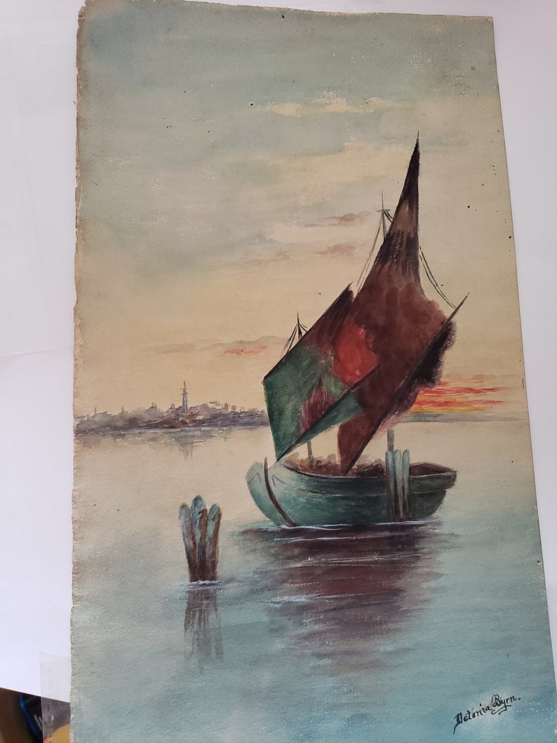 Vintage watercolor seascape