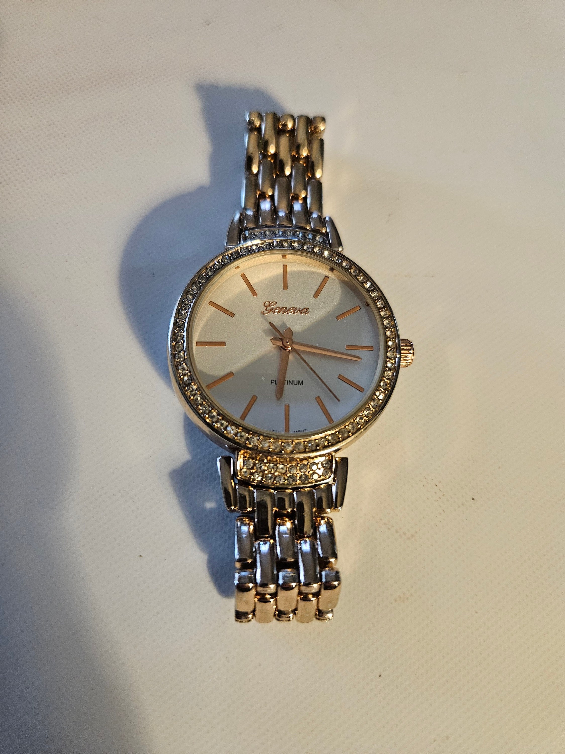 VINTAGE Geneva Platinum Goldtone ICED out Tank Watch!!!!!! Geneva Platinum Watches for Women Deals - New and used pre  main image 4