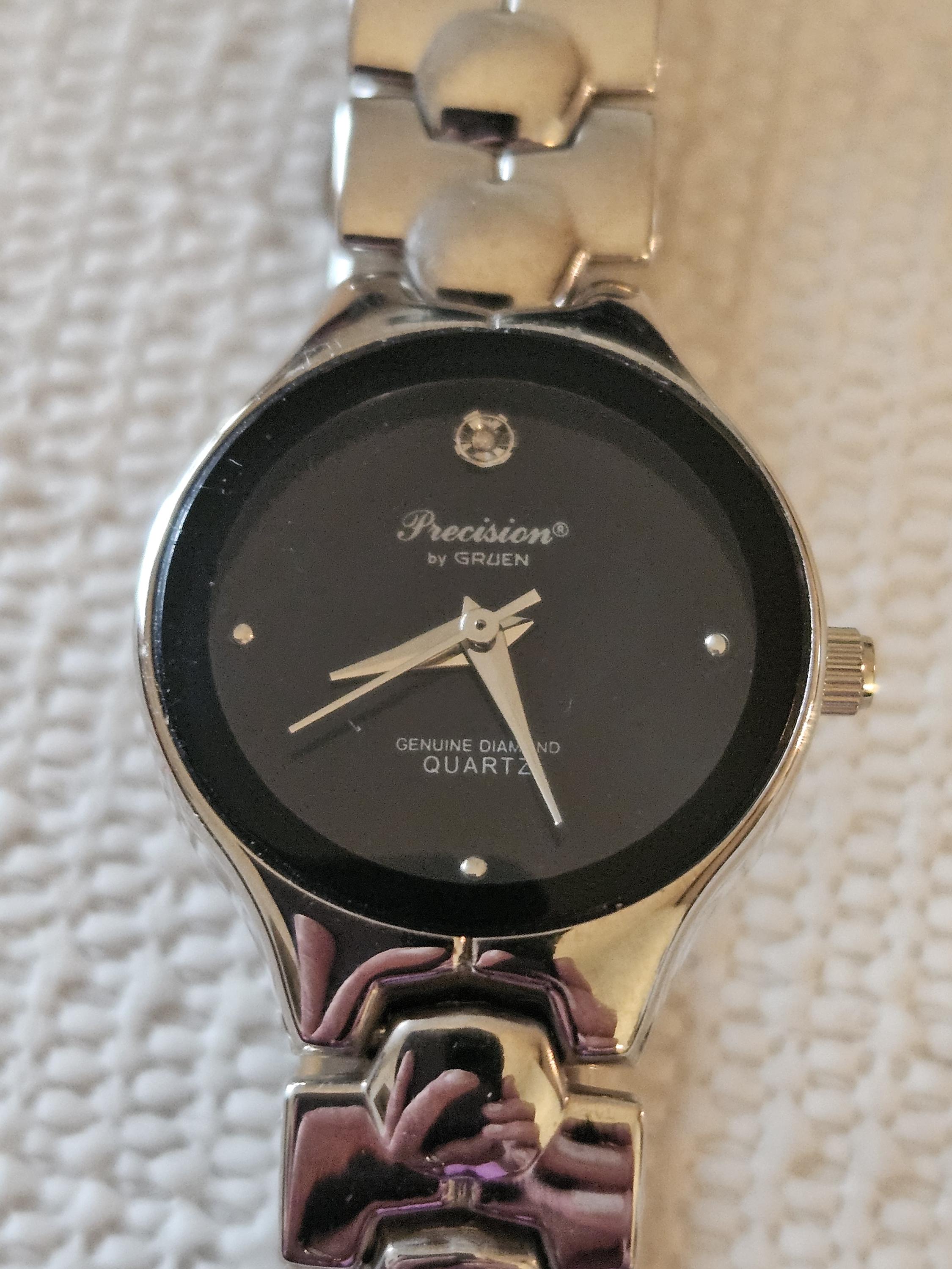 Precision by GRUEN F3047641/MZB Genuine Diamond Quartz Black Dial Women’s Watch Gruen Precision Black Dial - Etsy main image 4